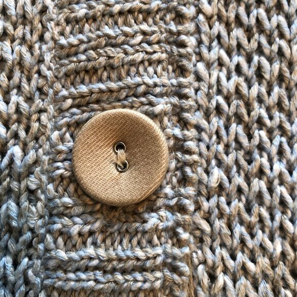 EDDIE BAUER linen/poly blend blue/grey Womens cardigan sweater - size Small - Picture 2 of 7
